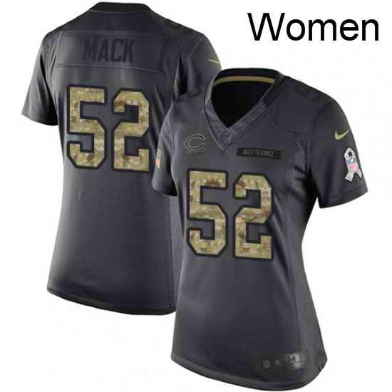 Womens Nike Chicago Bears 52 Khalil Mack Limited Black 2016 Salute to Service NFL Jersey